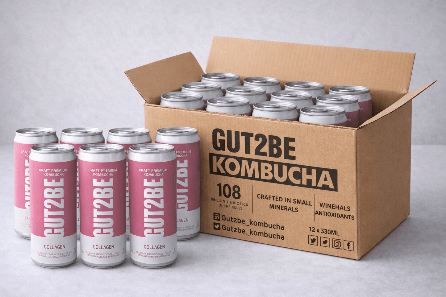 Kombucha kollagénnel - 12x330 ml - es készlet - GUT2BE HungaryGut2beGUT2BE Hungary